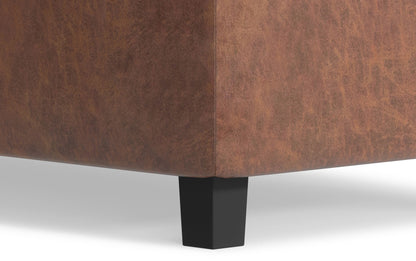 Distressed Saddle Brown Distressed Vegan Leather | Cosmopolitan Faux Air Leather Storage Ottoman
