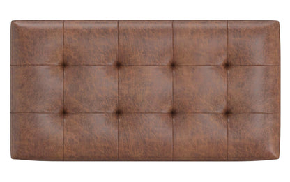 Distressed Saddle Brown Distressed Vegan Leather | Cosmopolitan Faux Air Leather Storage Ottoman
