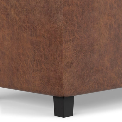 Distressed Saddle Brown Distressed Vegan Leather | Cosmopolitan Storage Ottoman in Distressed Vegan Leather