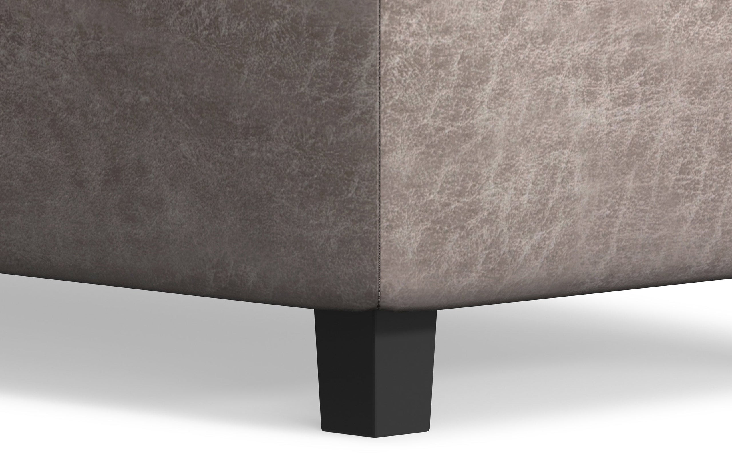 Distressed Grey Taupe Distressed Vegan Leather | Cosmopolitan Faux Air Leather Storage Ottoman