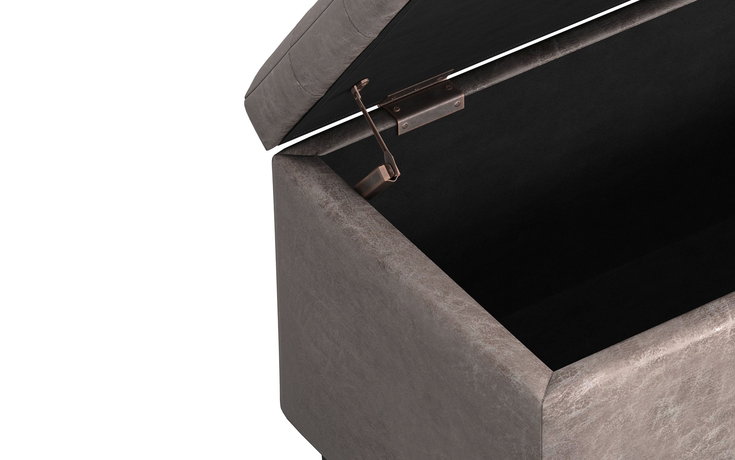 Distressed Grey Taupe Distressed Vegan Leather | Cosmopolitan Faux Air Leather Storage Ottoman