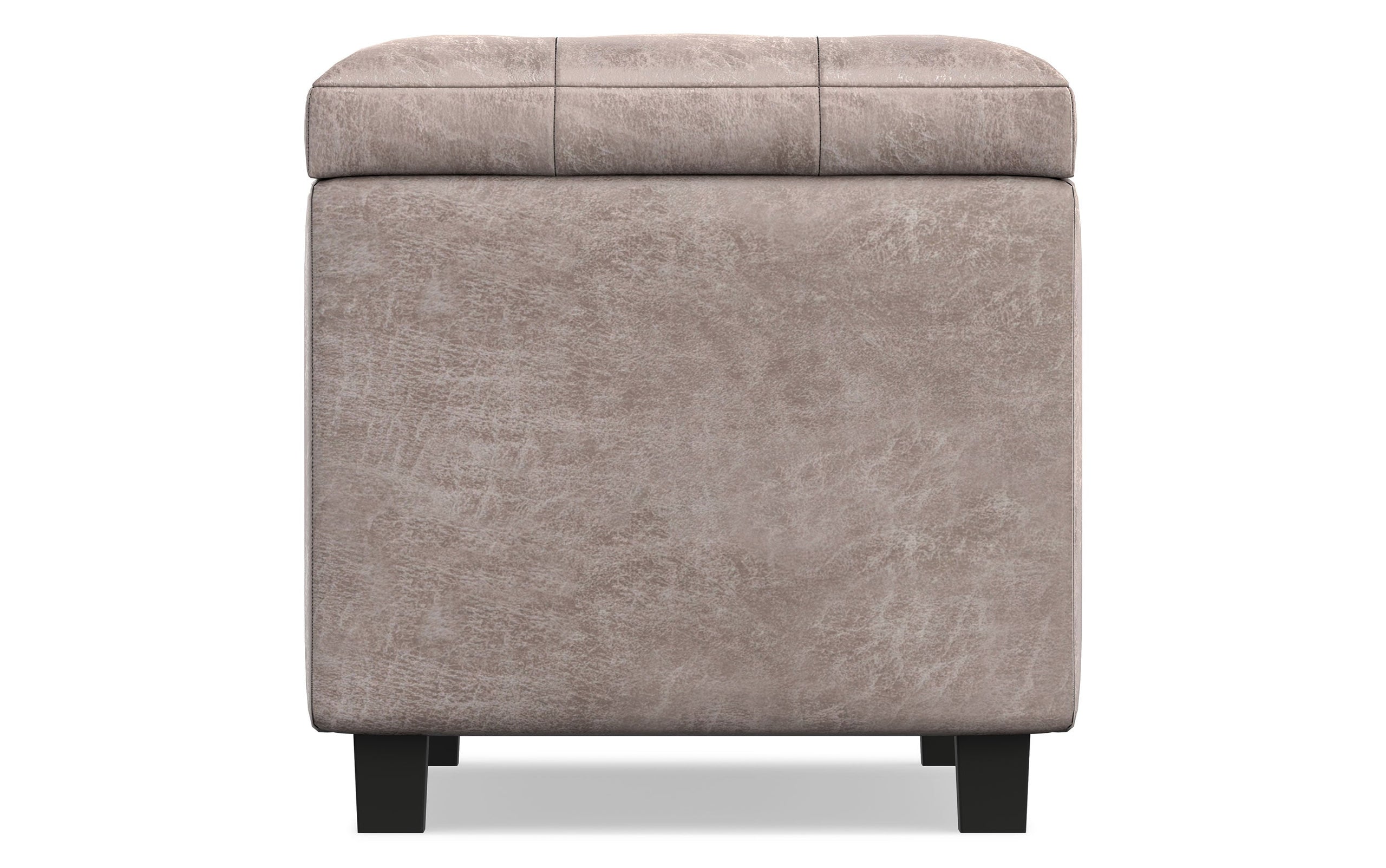 Distressed Grey Taupe Distressed Vegan Leather | Cosmopolitan Faux Air Leather Storage Ottoman