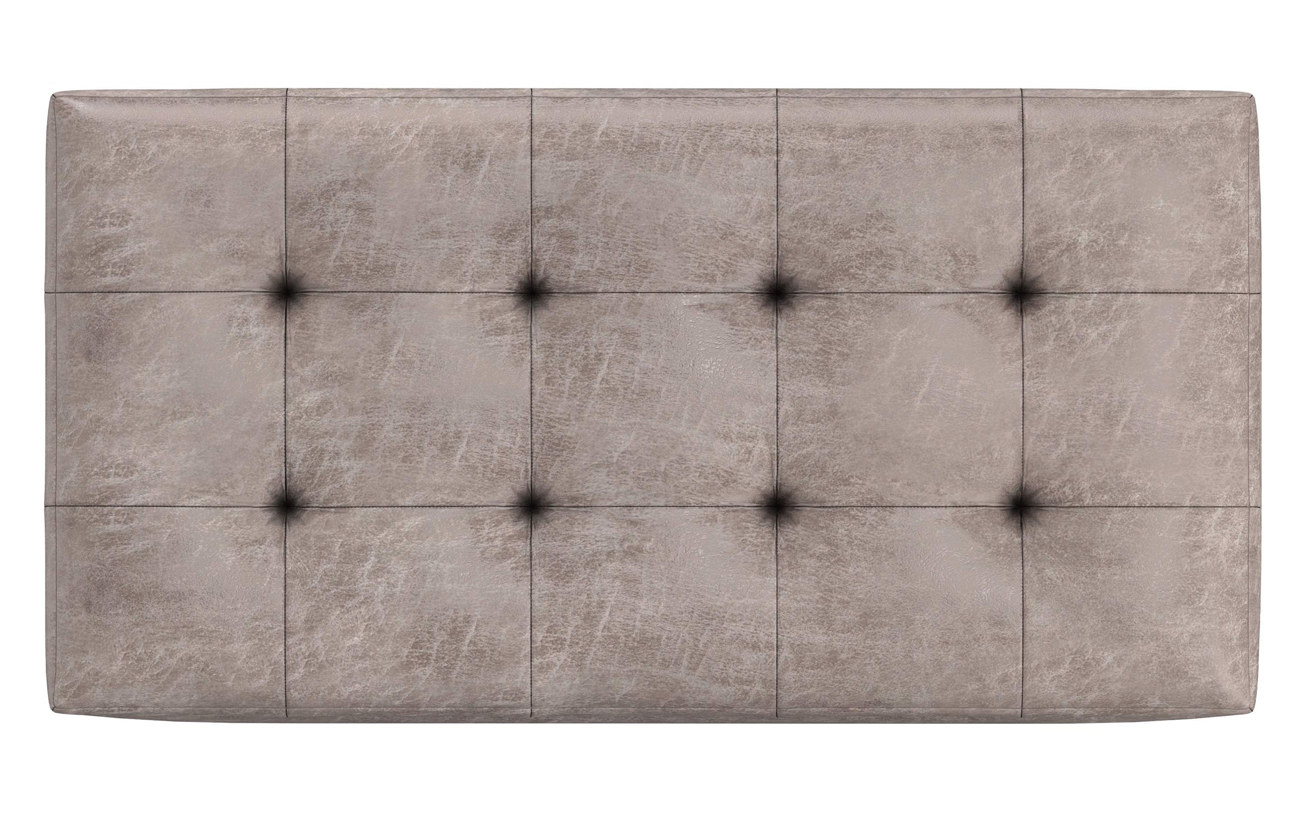 Distressed Grey Taupe Distressed Vegan Leather | Cosmopolitan Faux Air Leather Storage Ottoman