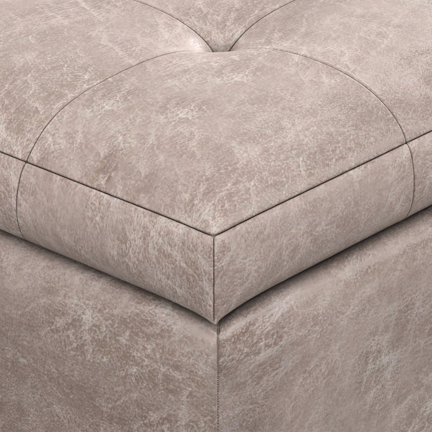 Distressed Grey Taupe Distressed Vegan Leather | Cosmopolitan Storage Ottoman in Distressed Vegan Leather
