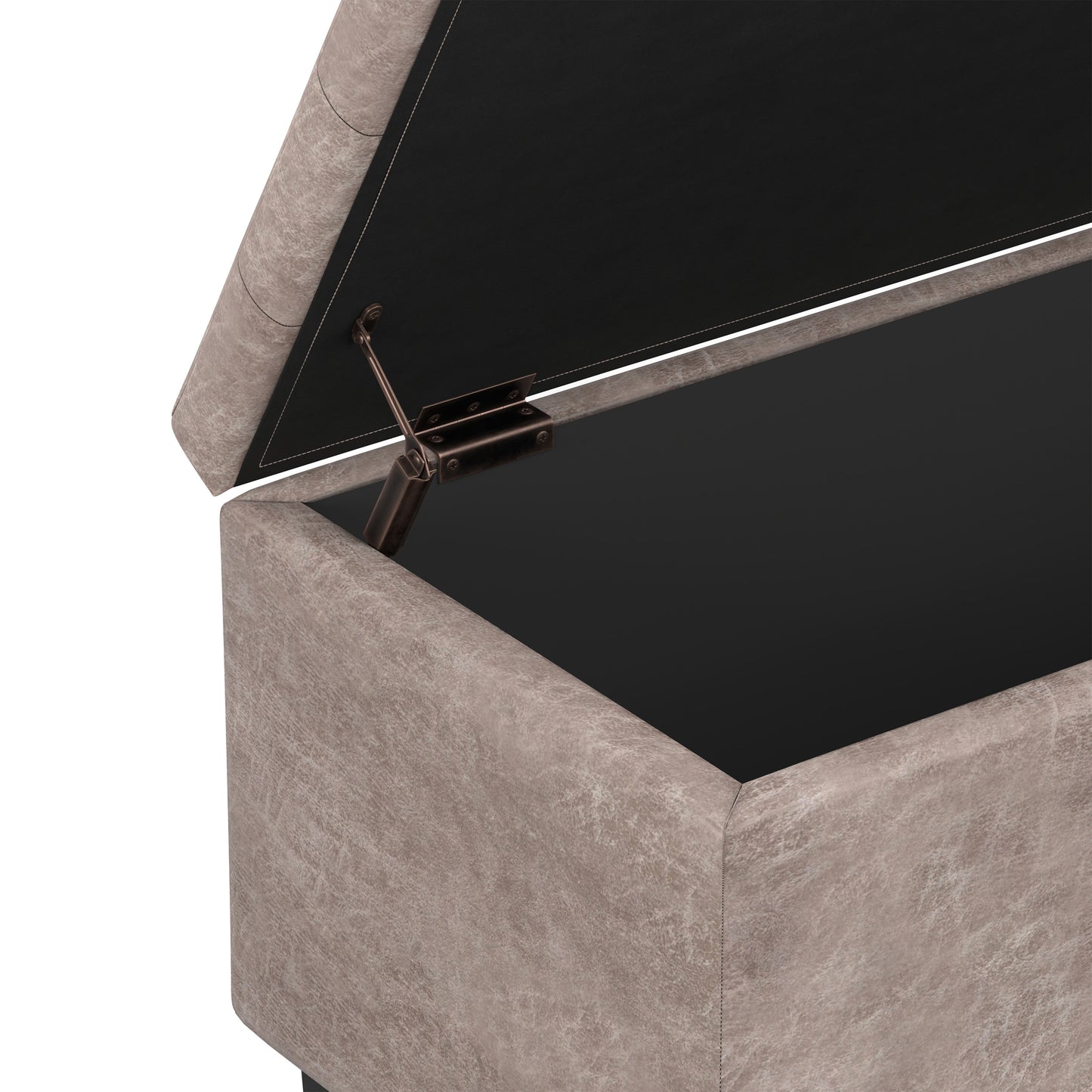 Distressed Grey Taupe Distressed Vegan Leather | Cosmopolitan Storage Ottoman in Distressed Vegan Leather