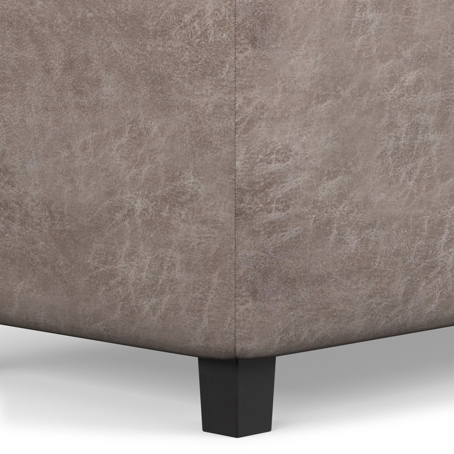 Distressed Grey Taupe Distressed Vegan Leather | Cosmopolitan Storage Ottoman in Distressed Vegan Leather