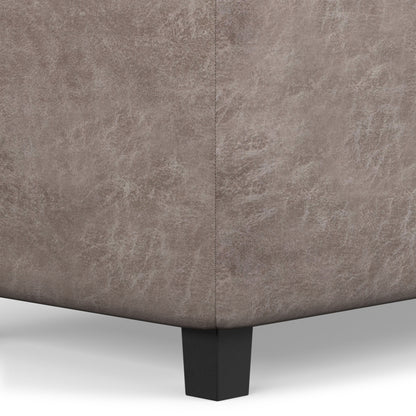 Distressed Grey Taupe Distressed Vegan Leather | Cosmopolitan Storage Ottoman in Distressed Vegan Leather