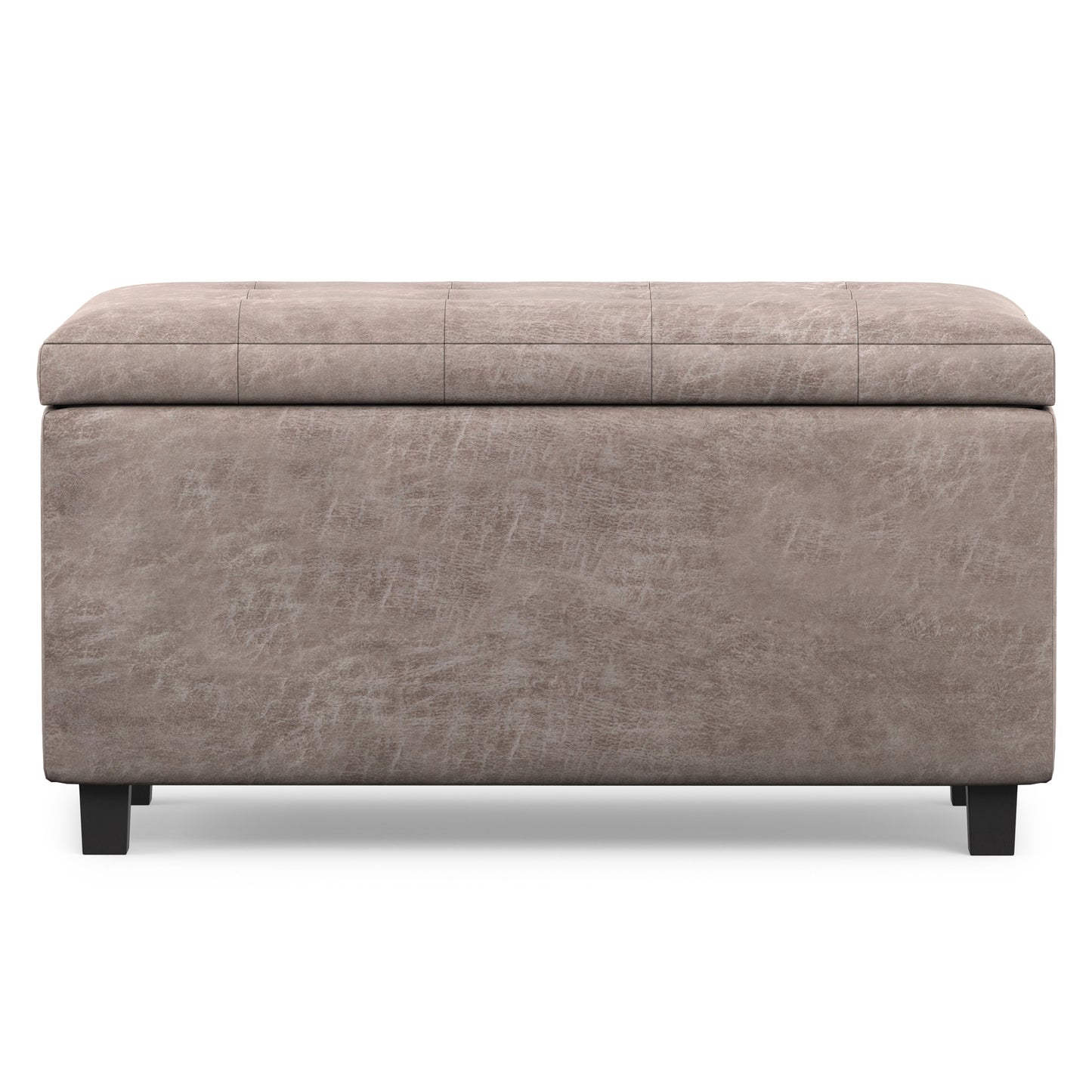 Distressed Grey Taupe Distressed Vegan Leather | Cosmopolitan Storage Ottoman in Distressed Vegan Leather