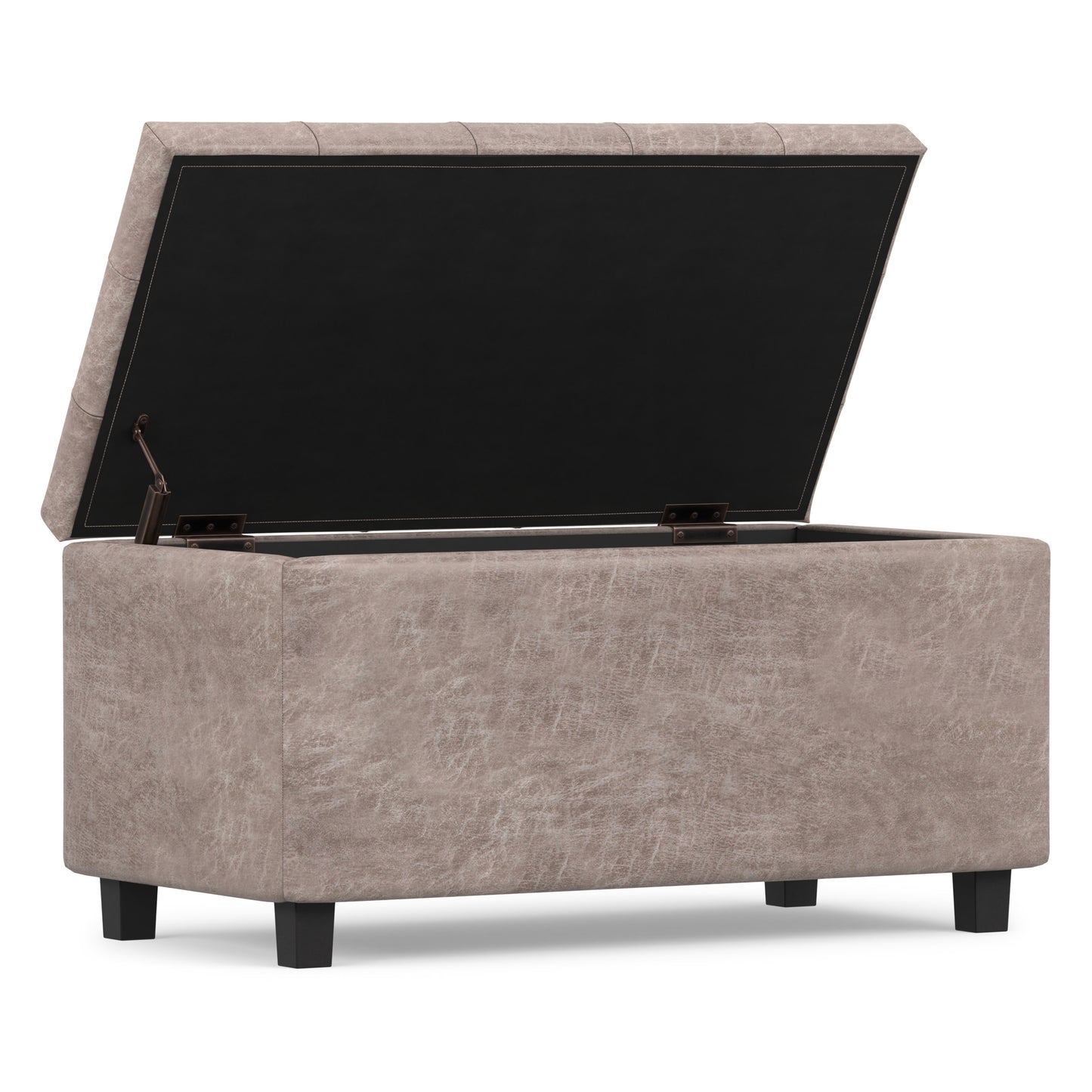 Distressed Grey Taupe Distressed Vegan Leather | Cosmopolitan Storage Ottoman in Distressed Vegan Leather