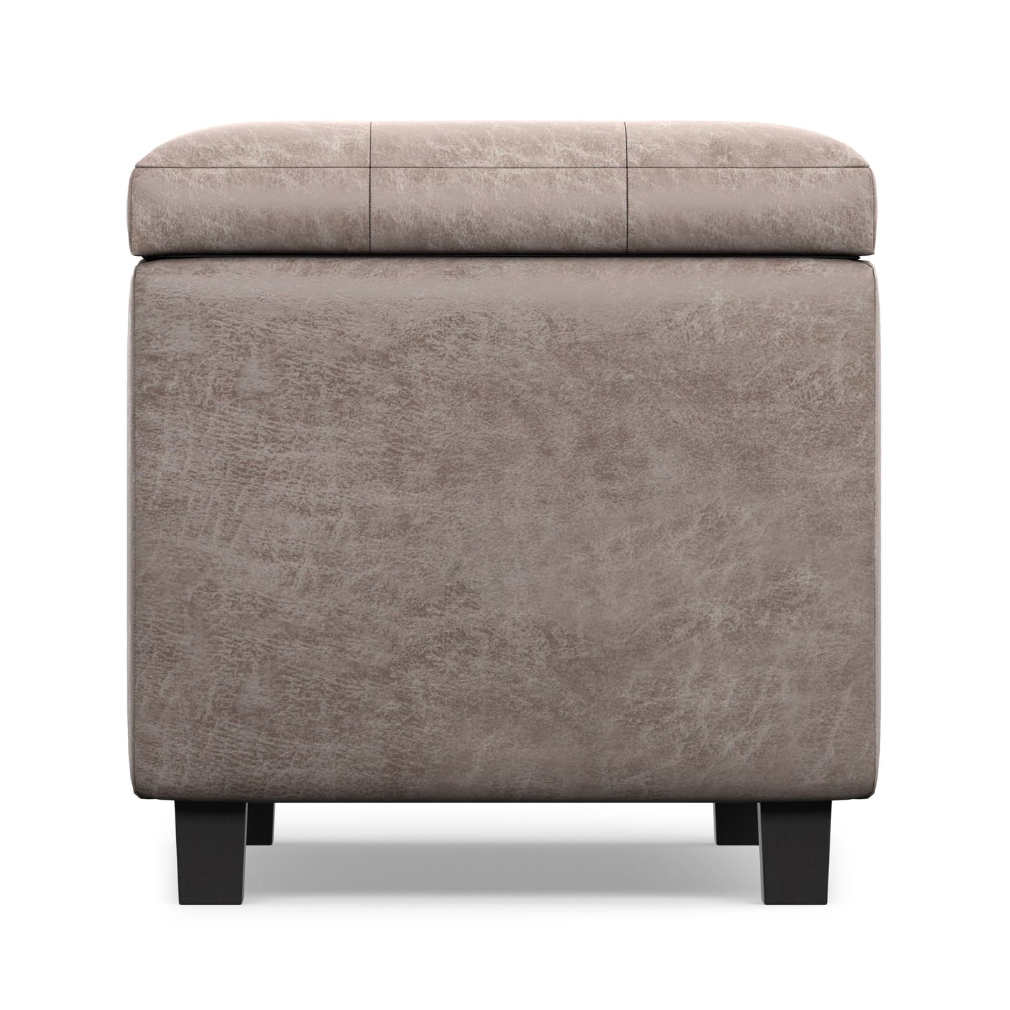 Distressed Grey Taupe Distressed Vegan Leather | Cosmopolitan Storage Ottoman in Distressed Vegan Leather