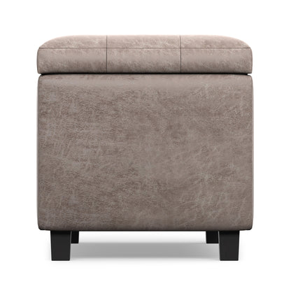 Distressed Grey Taupe Distressed Vegan Leather | Cosmopolitan Storage Ottoman in Distressed Vegan Leather