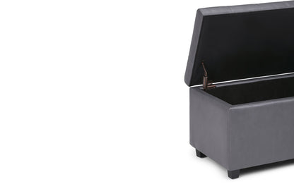 Stone Grey Vegan Leather | Cosmopolitan Vegan Leather Storage Ottoman