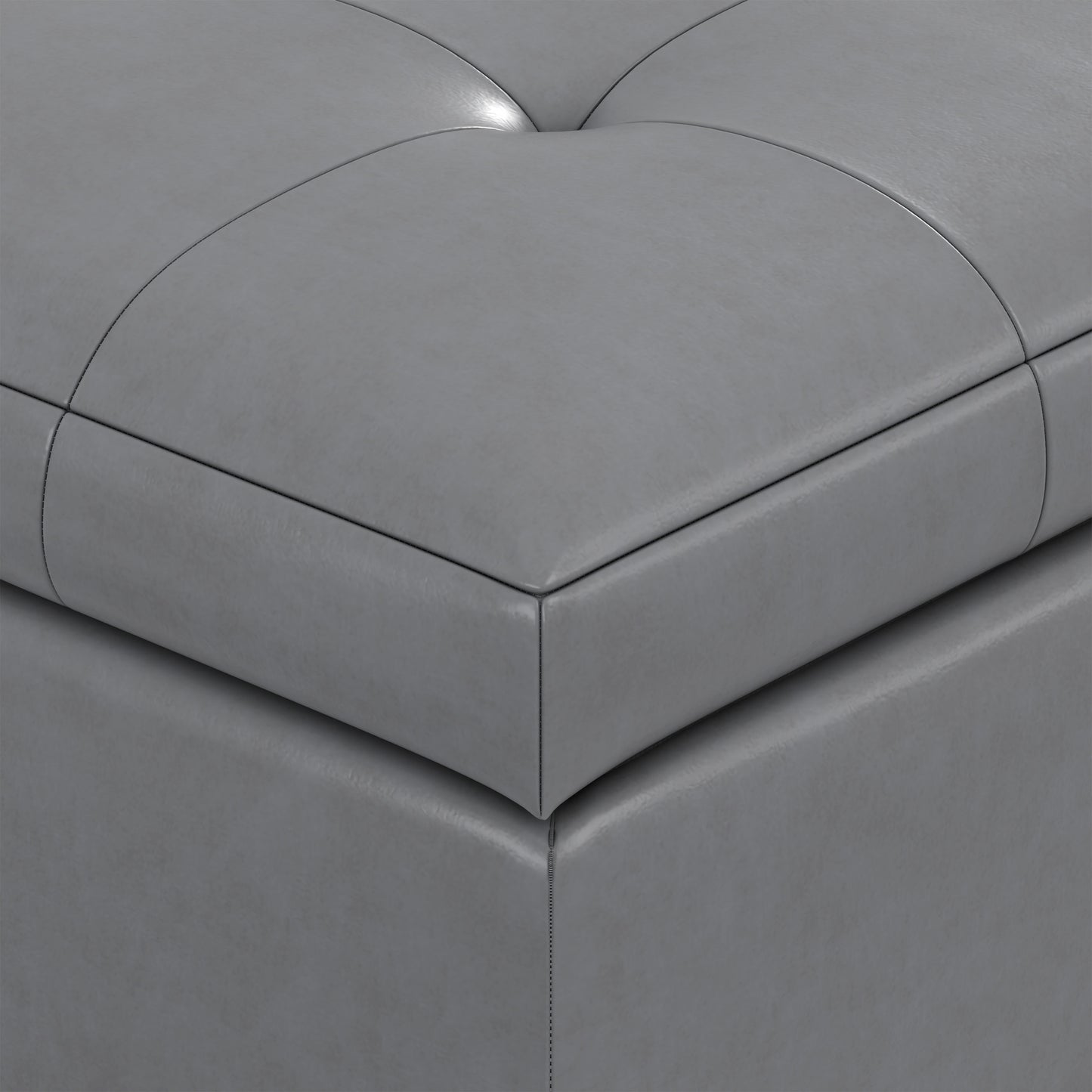 Stone Grey Vegan Leather | Cosmopolitan Storage Ottoman in Vegan Leather