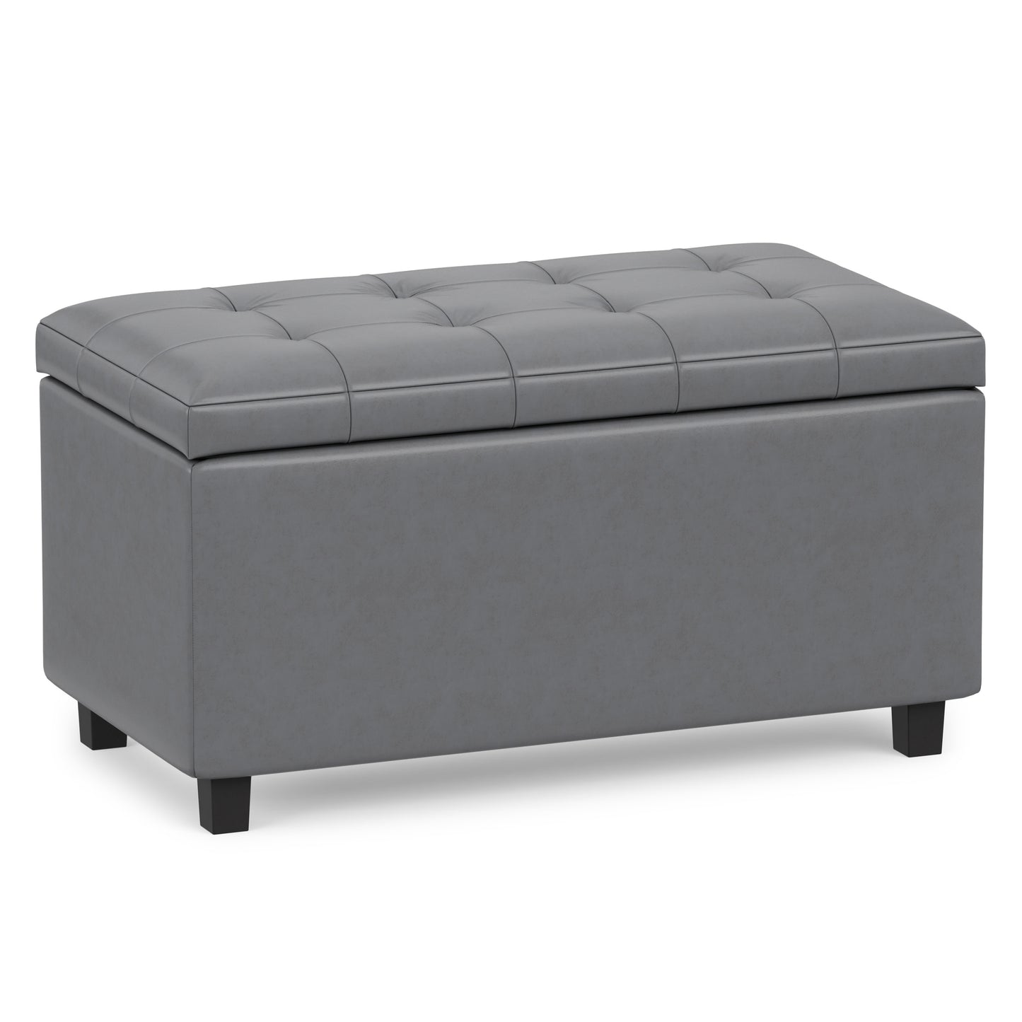 Stone Grey Vegan Leather | Cosmopolitan Storage Ottoman in Vegan Leather