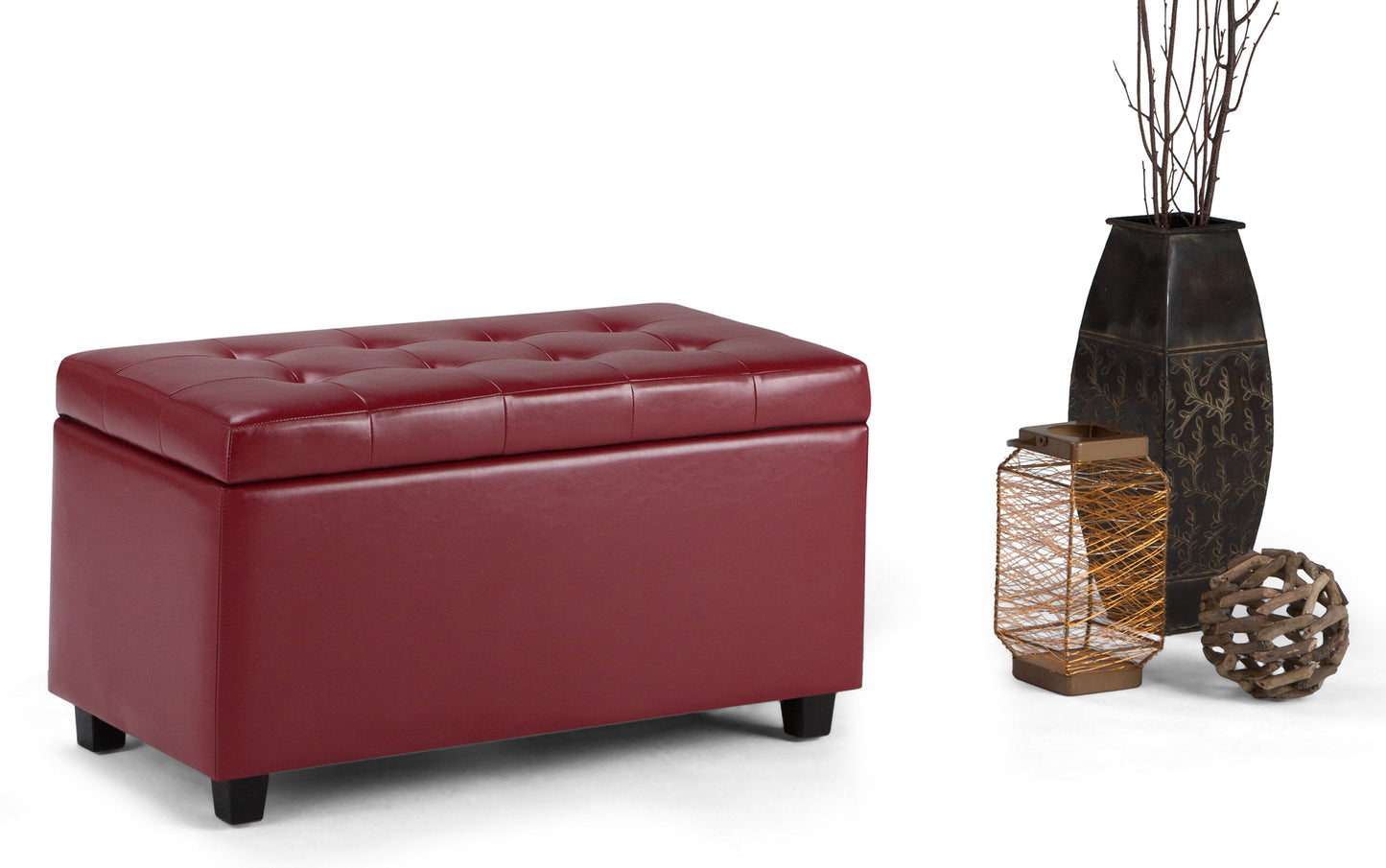 Red Vegan Leather | Cosmopolitan Vegan Leather Storage Ottoman