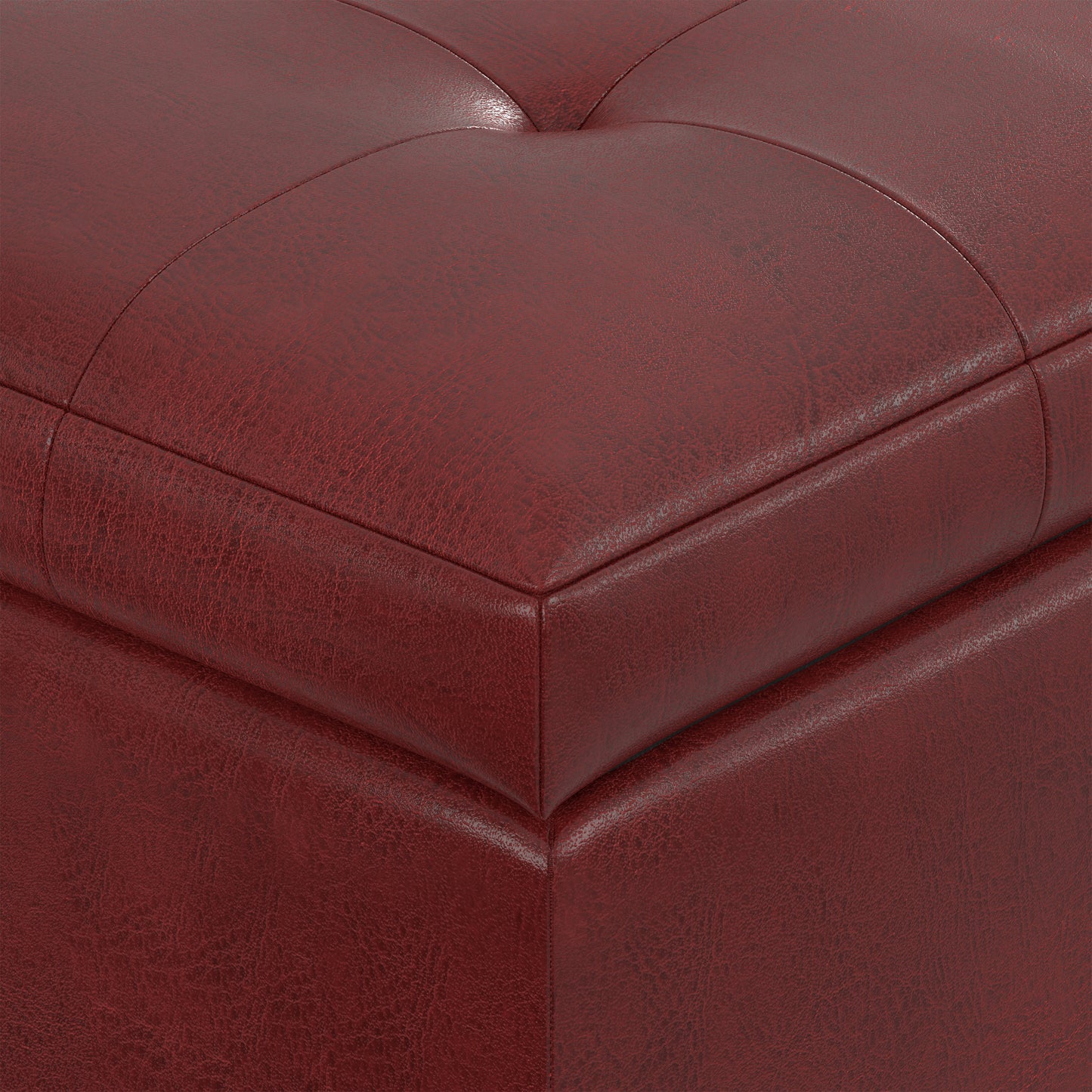 Red Vegan Leather | Cosmopolitan Storage Ottoman in Vegan Leather