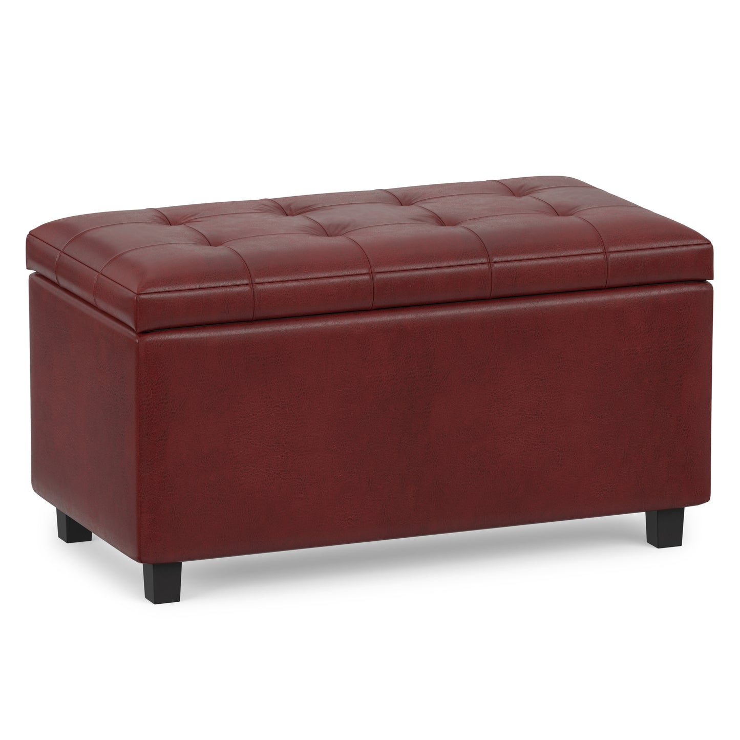 Red Vegan Leather | Cosmopolitan Storage Ottoman in Vegan Leather