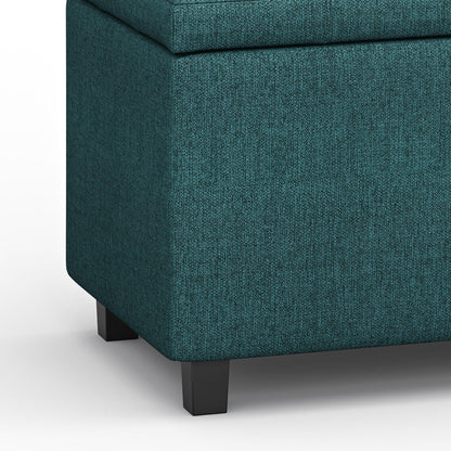 Teal Linen Style Fabric | Cosmopolitan Vegan Leather Storage Ottoman