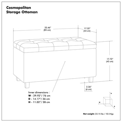 Teal Linen Style Fabric | Cosmopolitan Storage Ottoman in Linen