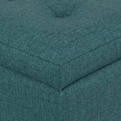 Teal Linen Style Fabric | Cosmopolitan Storage Ottoman in Linen