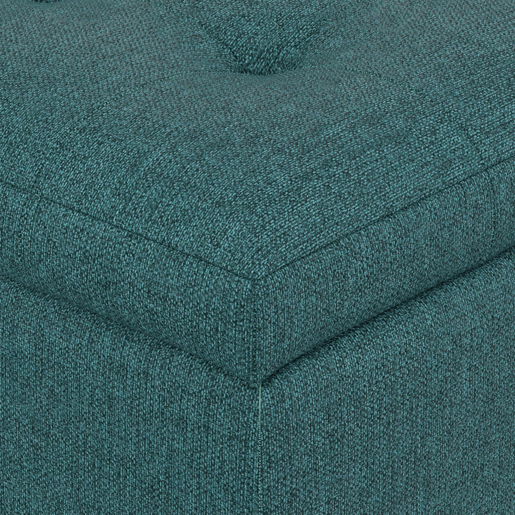 Teal Linen Style Fabric | Cosmopolitan Storage Ottoman in Linen