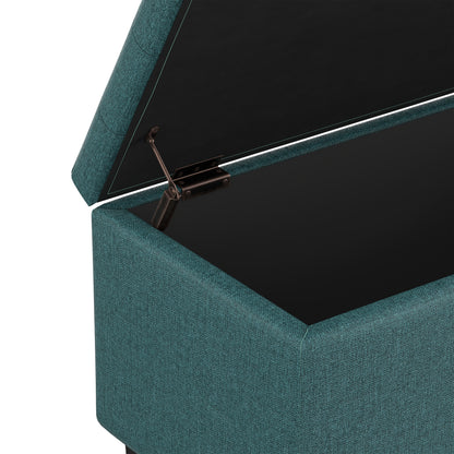 Teal Linen Style Fabric | Cosmopolitan Storage Ottoman in Linen