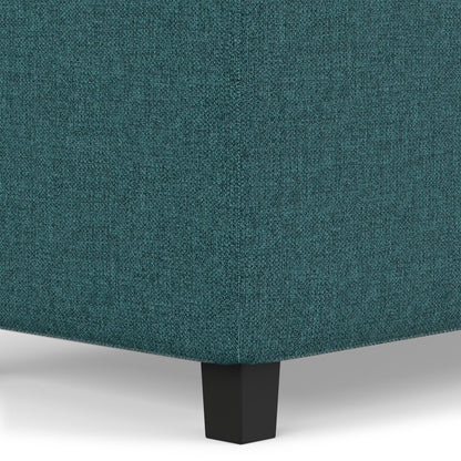 Teal Linen Style Fabric | Cosmopolitan Storage Ottoman in Linen