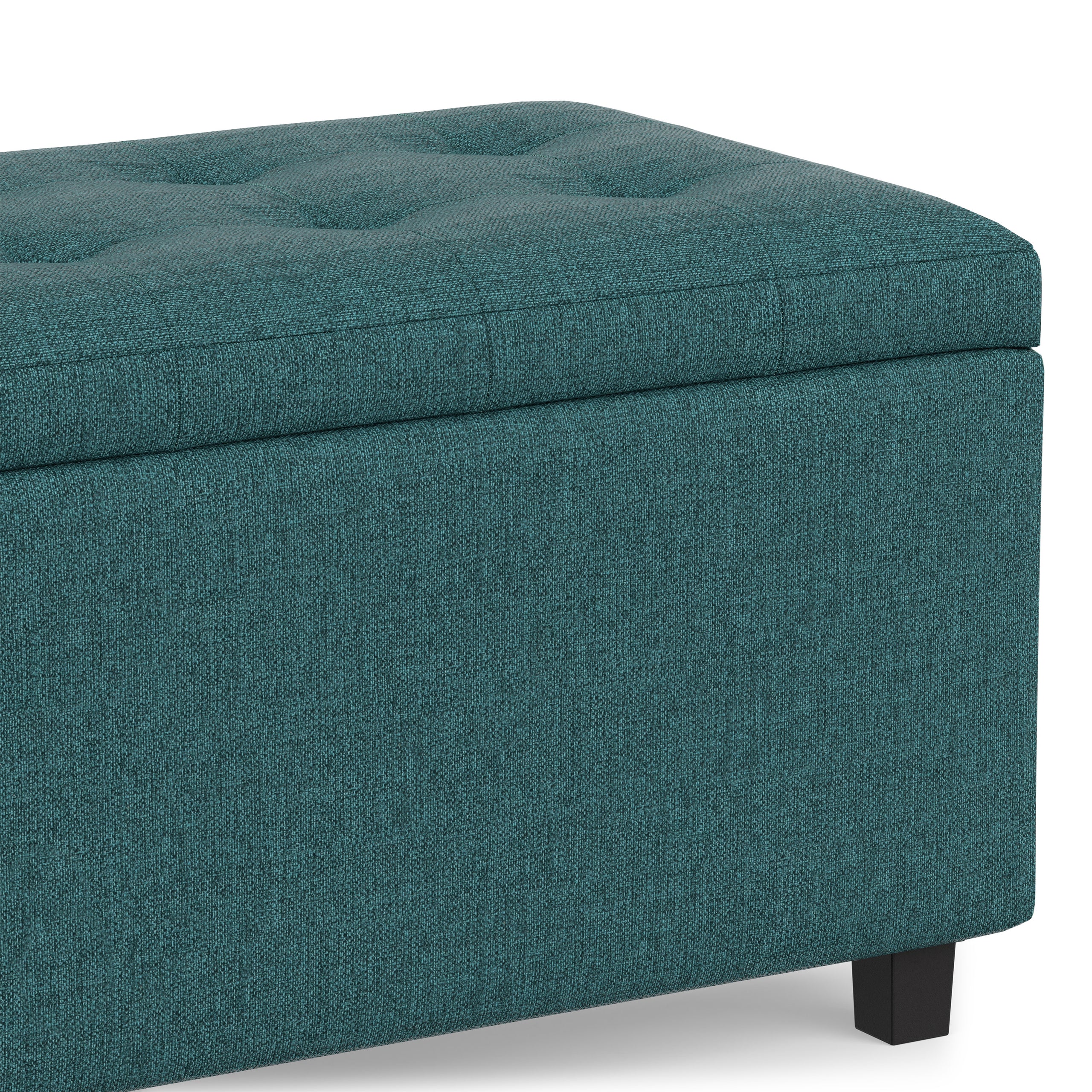 Teal Linen Style Fabric | Cosmopolitan Storage Ottoman in Linen