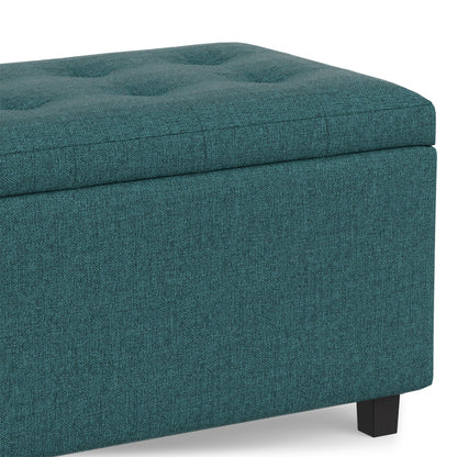 Teal Linen Style Fabric | Cosmopolitan Storage Ottoman in Linen