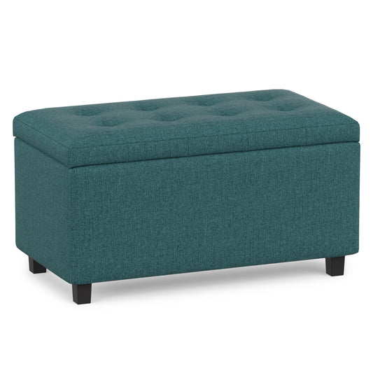 Teal Linen Style Fabric | Cosmopolitan Storage Ottoman in Linen
