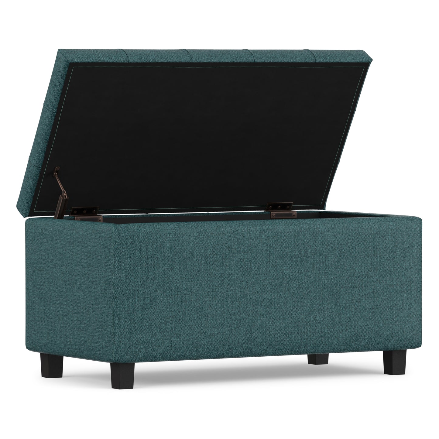 Teal Linen Style Fabric | Cosmopolitan Storage Ottoman in Linen