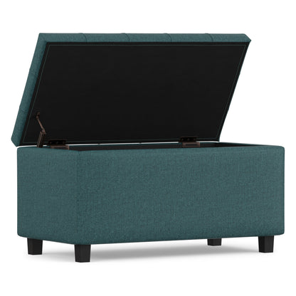 Teal Linen Style Fabric | Cosmopolitan Storage Ottoman in Linen