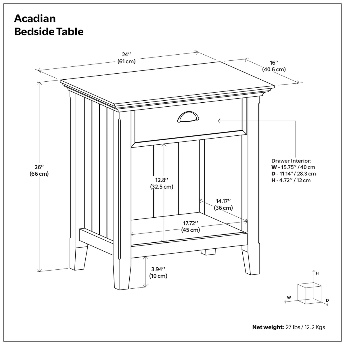 Brunette Brown | Acadian Nightstand