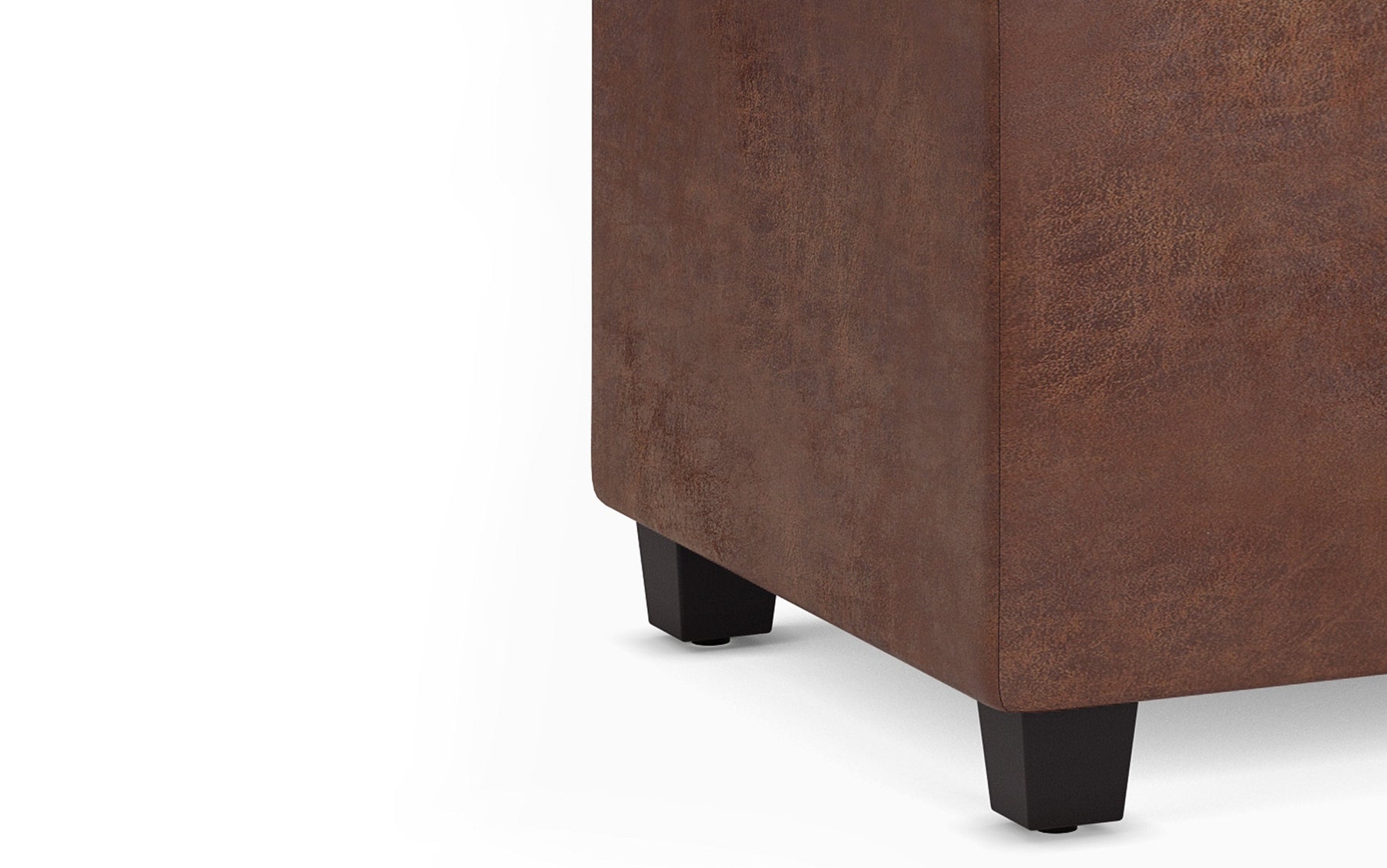 Distressed Saddle Brown Distressed Vegan Leather | Avalon Extra Large Storage Ottoman in Distressed Vegan Leather