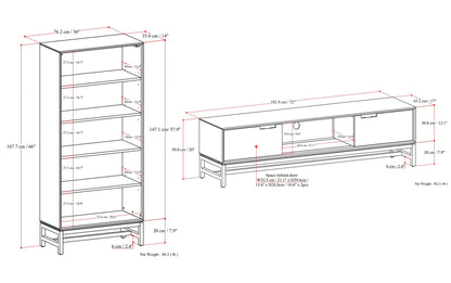 Banting 72 inch Low TV Stand with 30 inch Bookcases (Set of 3)