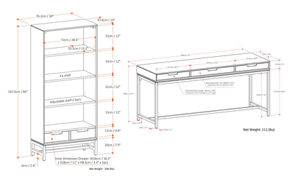 Medium Saddle Brown | Banting 72 inch Desk and 30 inch Bookcase