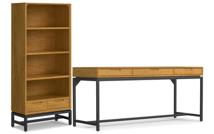 Oak Oak Veneer | Banting 72 inch Desk and 30 inch Bookcase in Oak