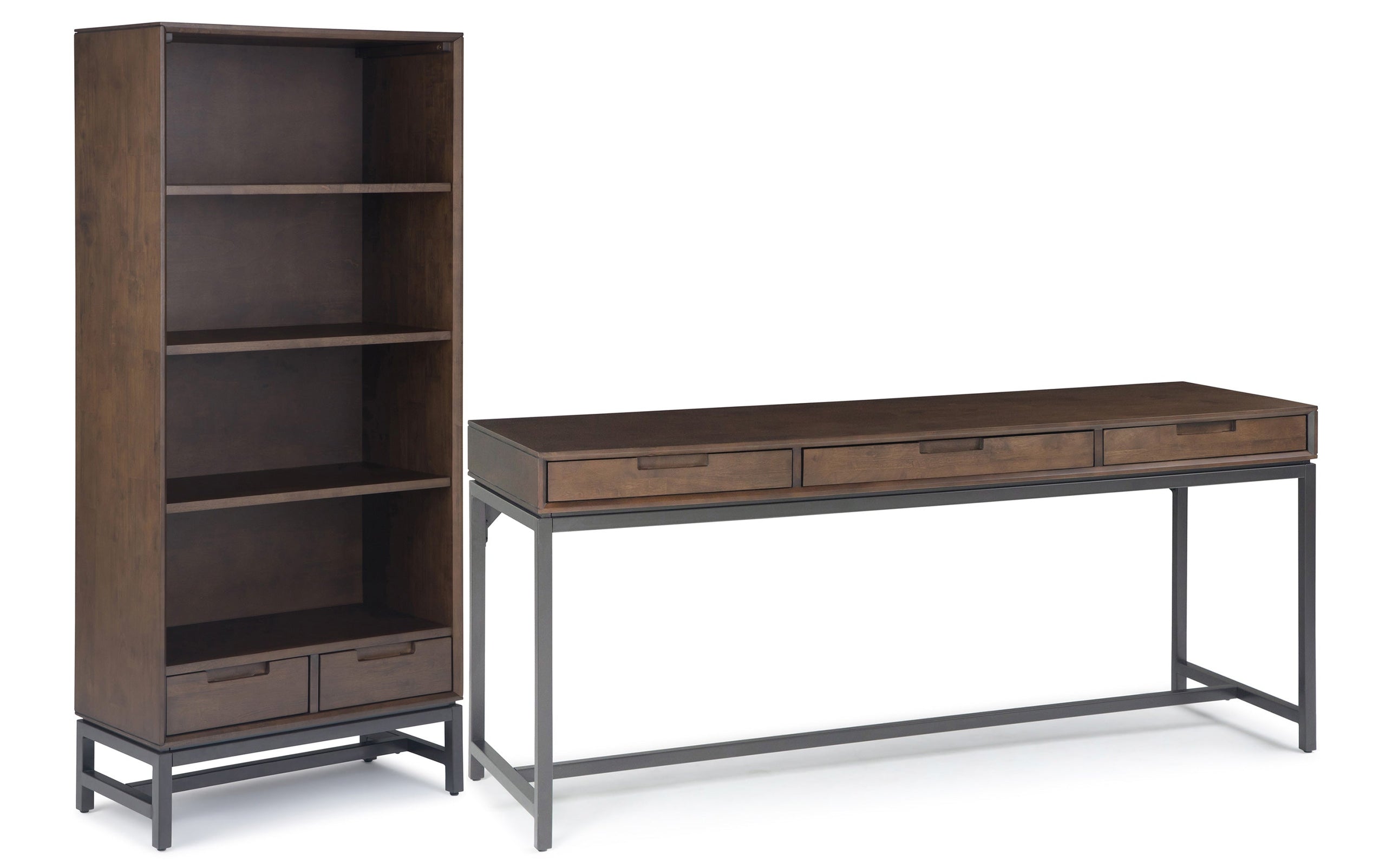 Walnut Brown | Banting 72 inch Desk and 30 inch Bookcase