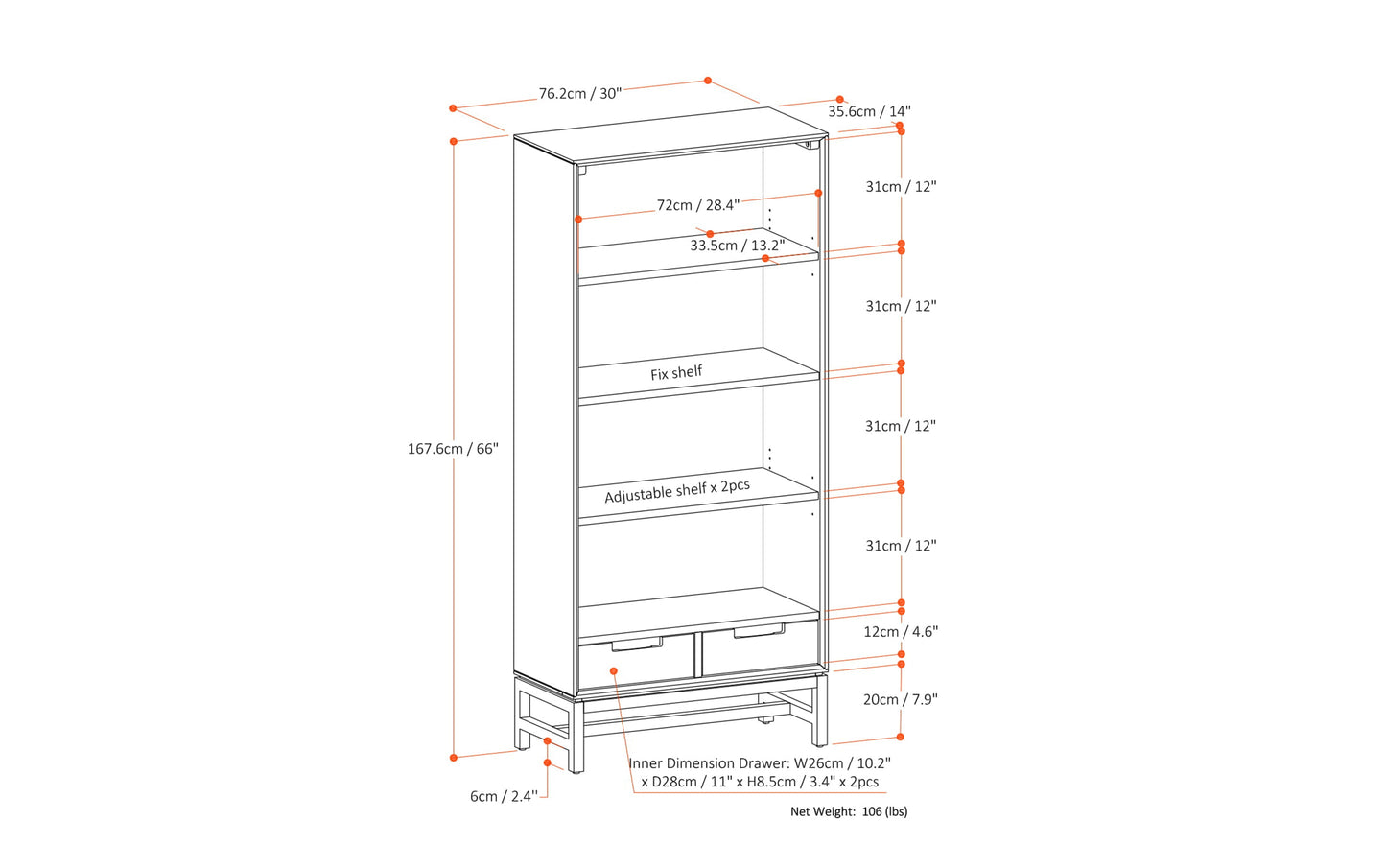 Banting 30 inch Bookcase 3-piece Set