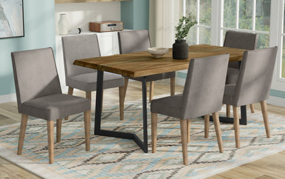 Taupe Linen Style Fabric | Bartow / Watkins 7 Piece Dining Set