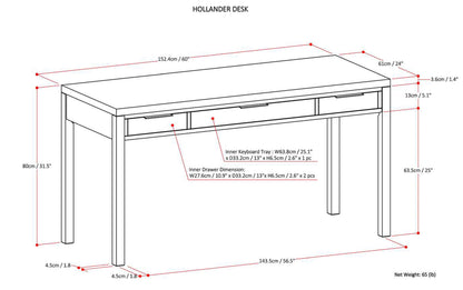 White | Hollander Solid Wood Desk