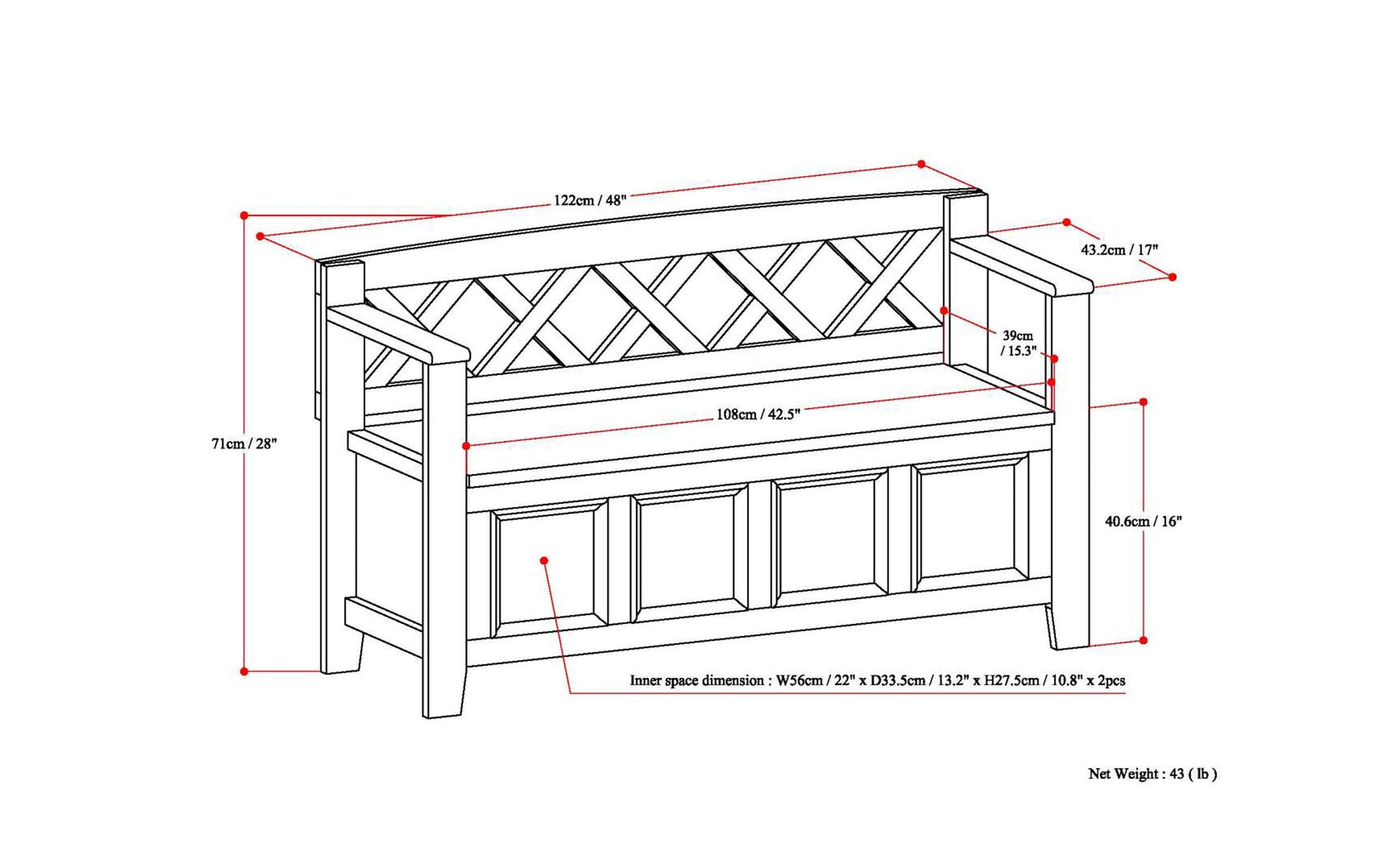 Farmhouse Brown | Amherst Entryway Bench