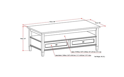 Fog Grey | Warm Shaker 48 inch Coffee Table