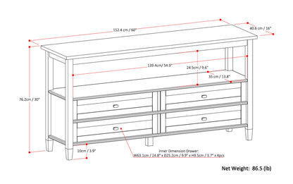Light Golden Brown | Warm Shaker Wide Console Sofa Table
