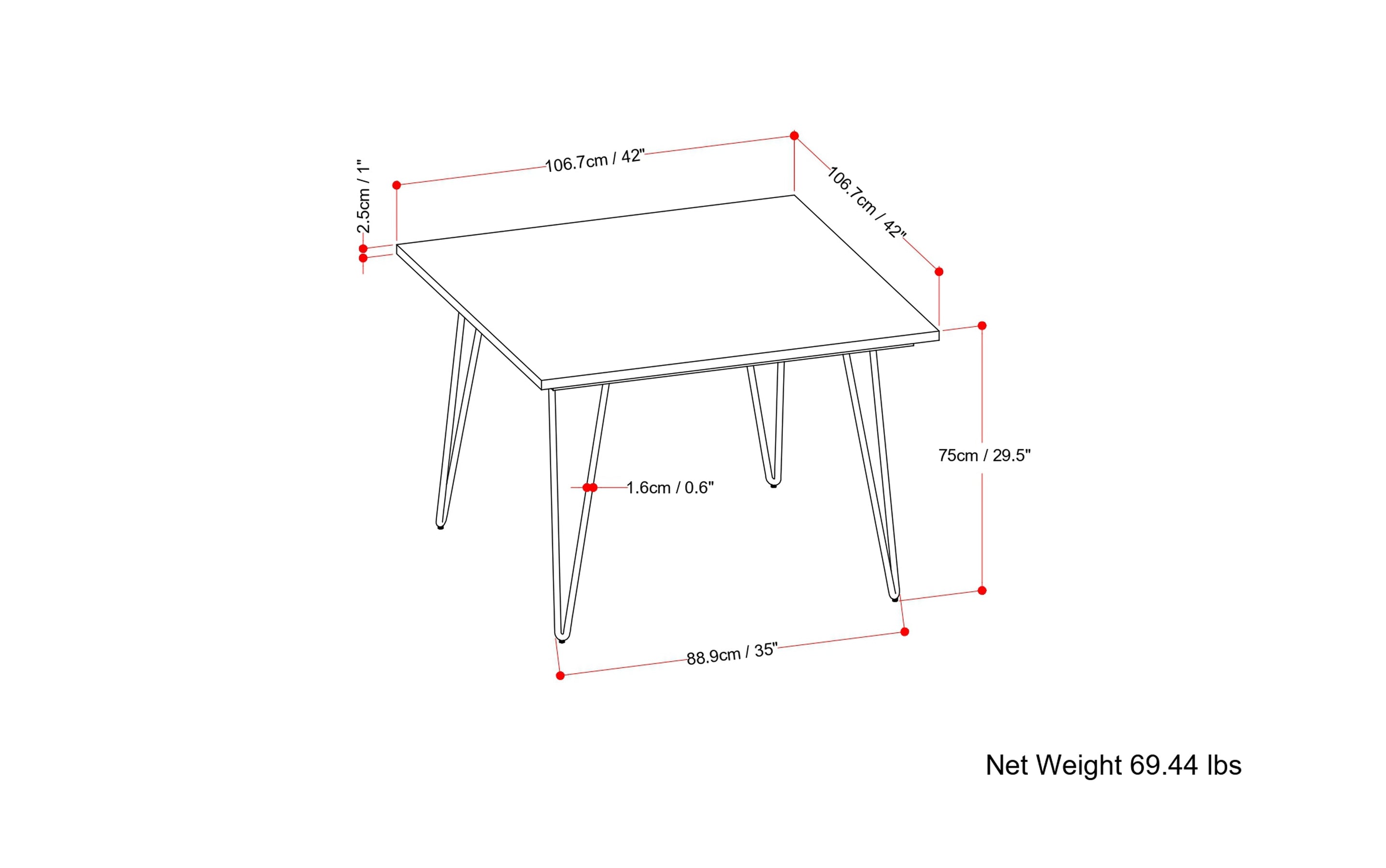 Hunter 42 inch Square Dining Table