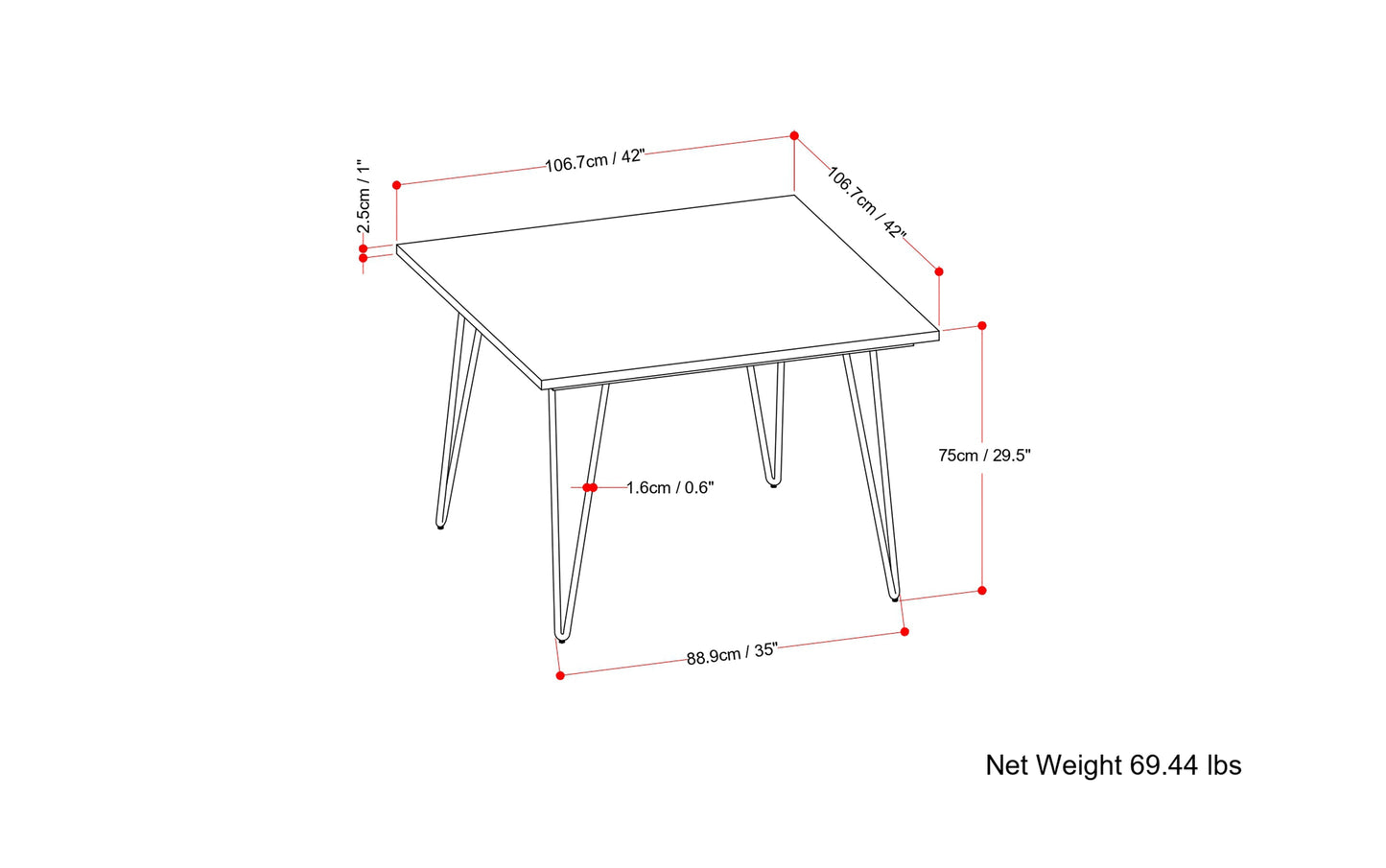 Hunter 42 inch Square Dining Table