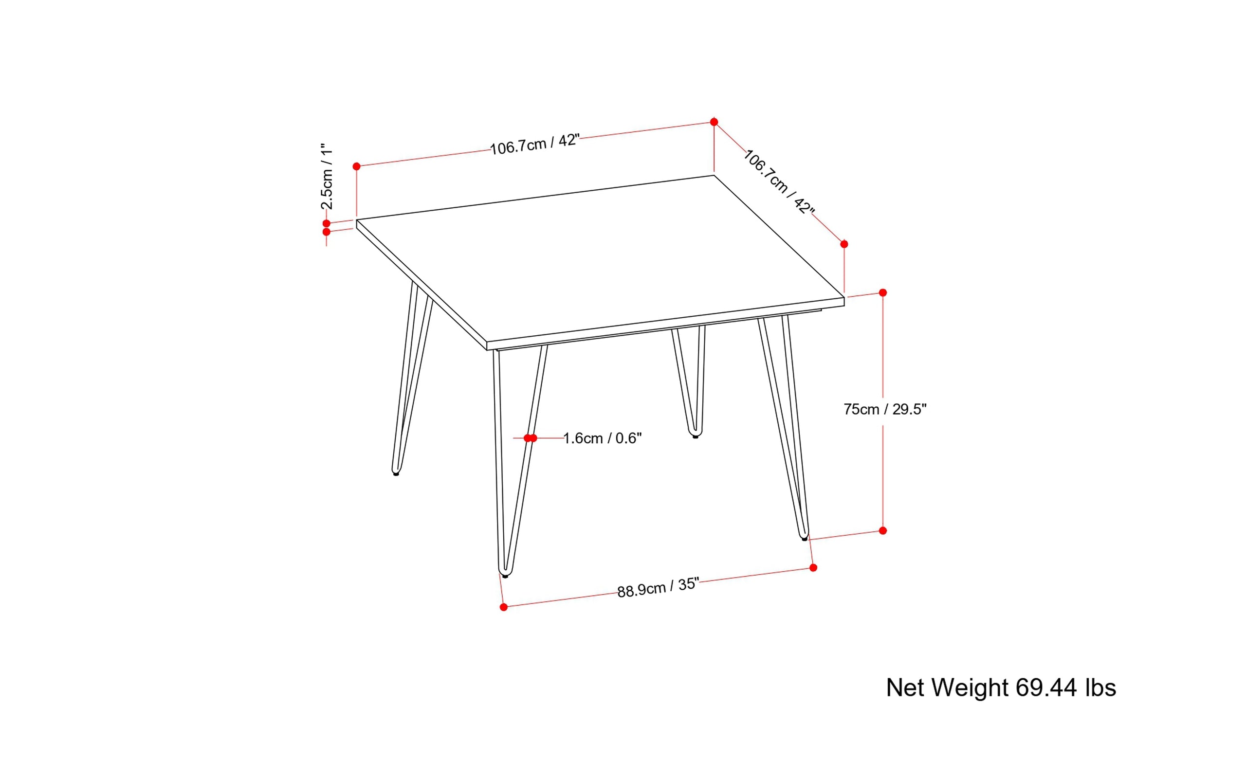 Hunter 42 inch Square Dining Table