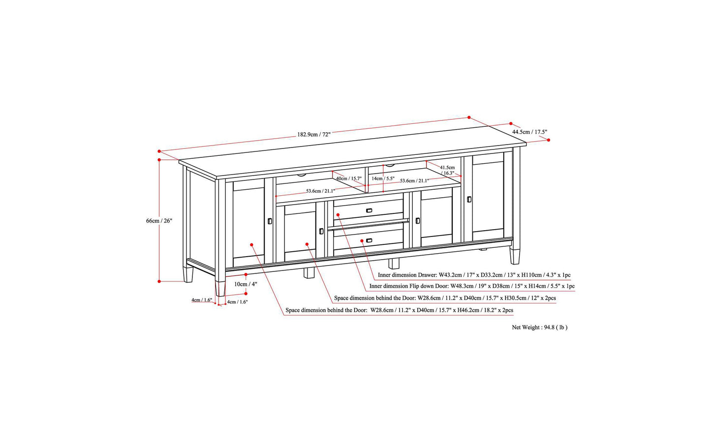 Antique White | Warm Shaker 72 inch TV Stand