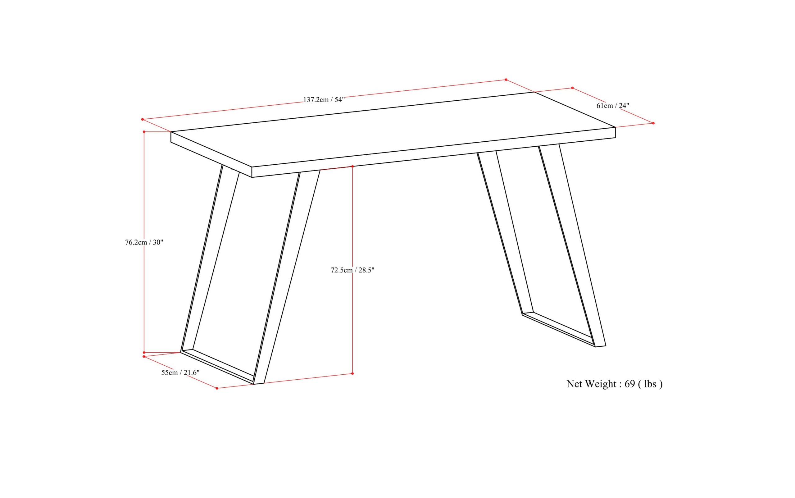 Rustic Natural Aged Brown | Lowry Flat Top Desk