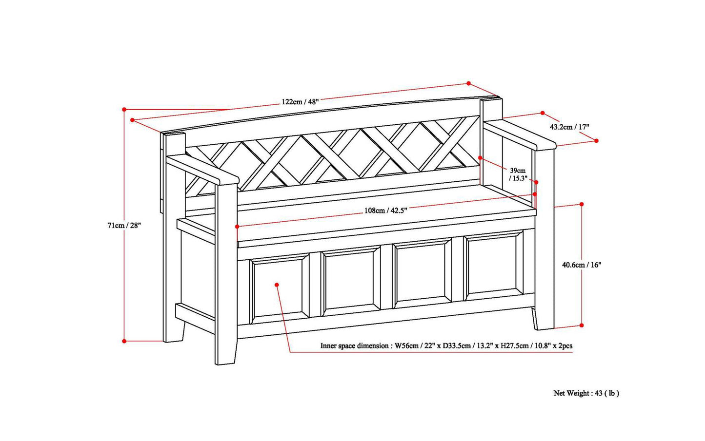Antique White | Amherst Entryway Bench